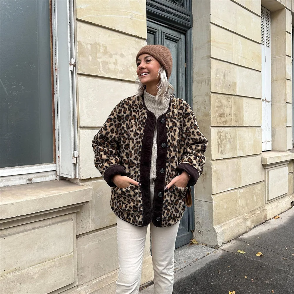 Sophie | Fleece Leopard Jacket for Women