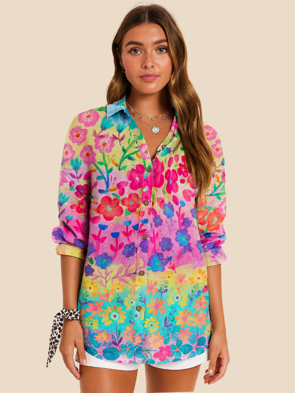 Evelyn | Casual Floral Button-Down Blouse for Women