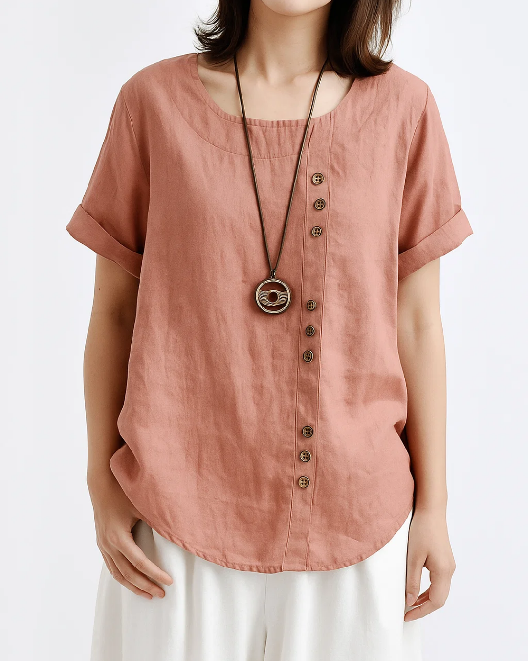 Women's Buttoned Short Sleeve Blouse