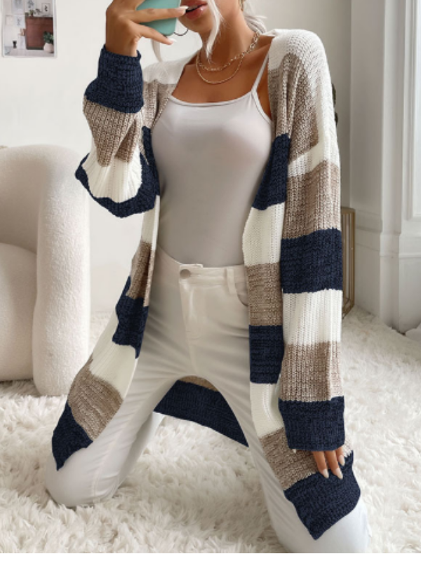 Clara | Striped Knit Cardigan for Women