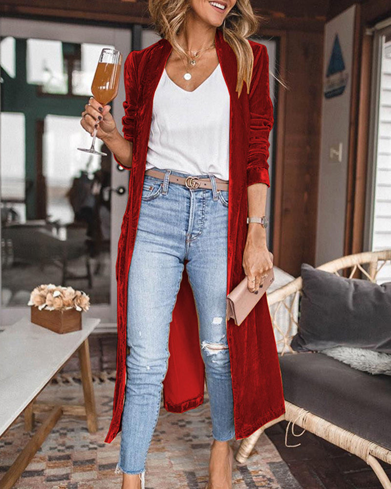 Madison | Women's Velvet Longline Cardigan
