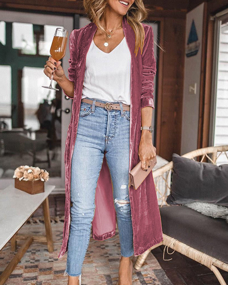 Madison | Women's Velvet Longline Cardigan