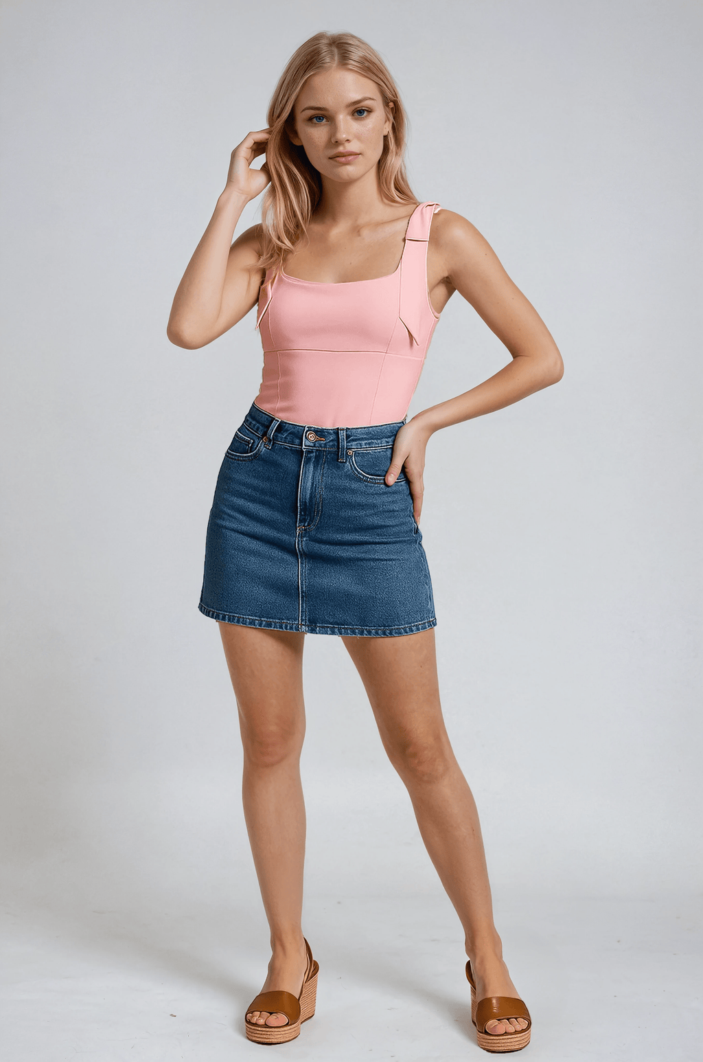 Amelie Women's Cami Top - Slim Bow in Pink