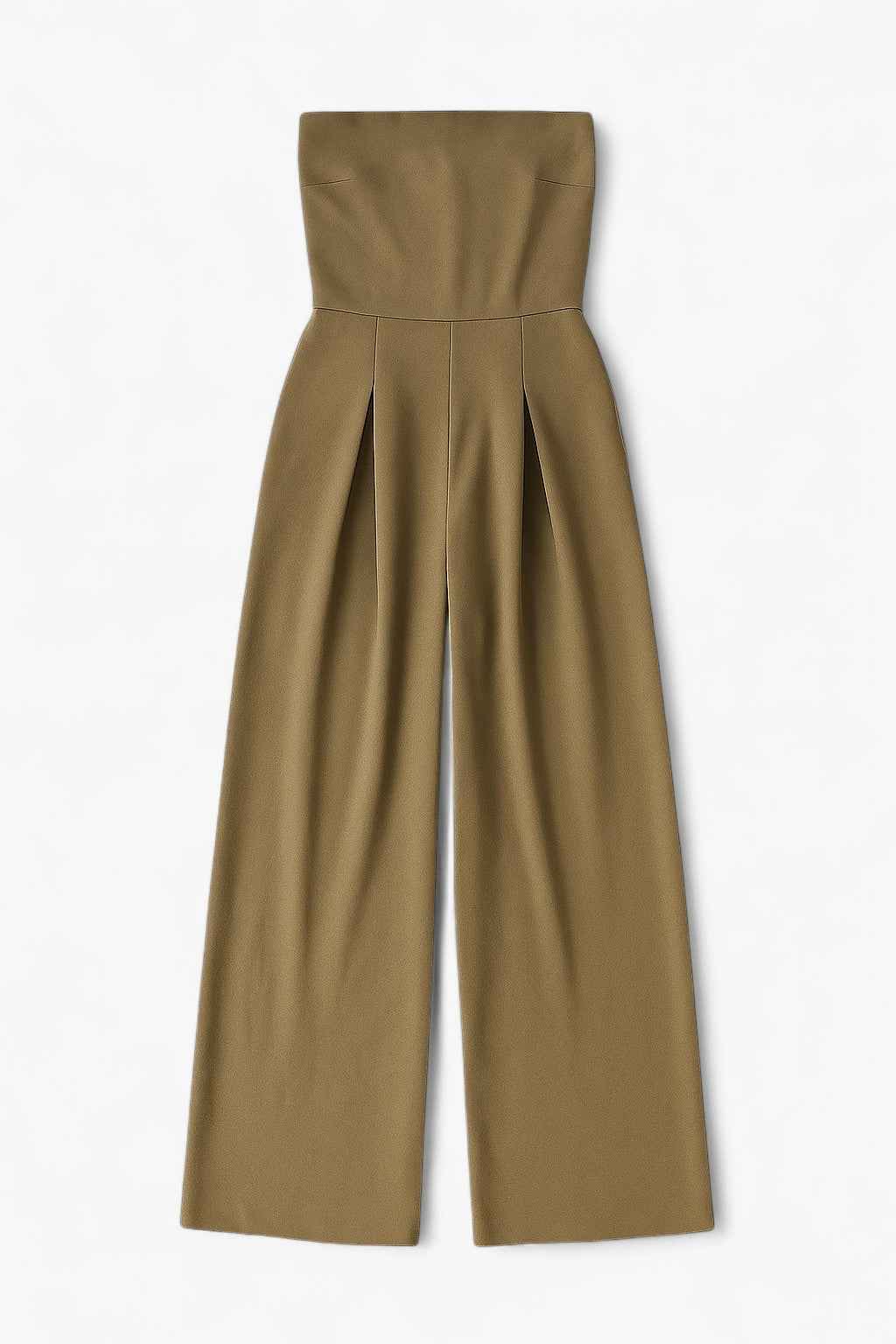 Strapless Wide Leg Jumpsuit – Refined Simplicity in Khaki