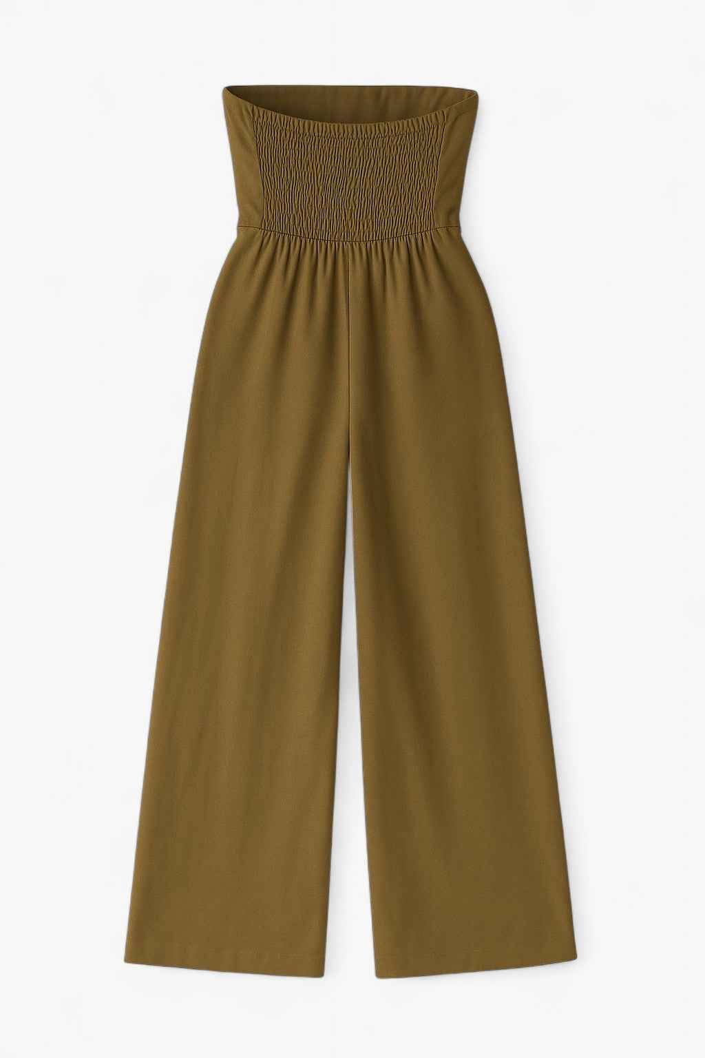 Strapless Wide Leg Jumpsuit – Refined Simplicity in Khaki