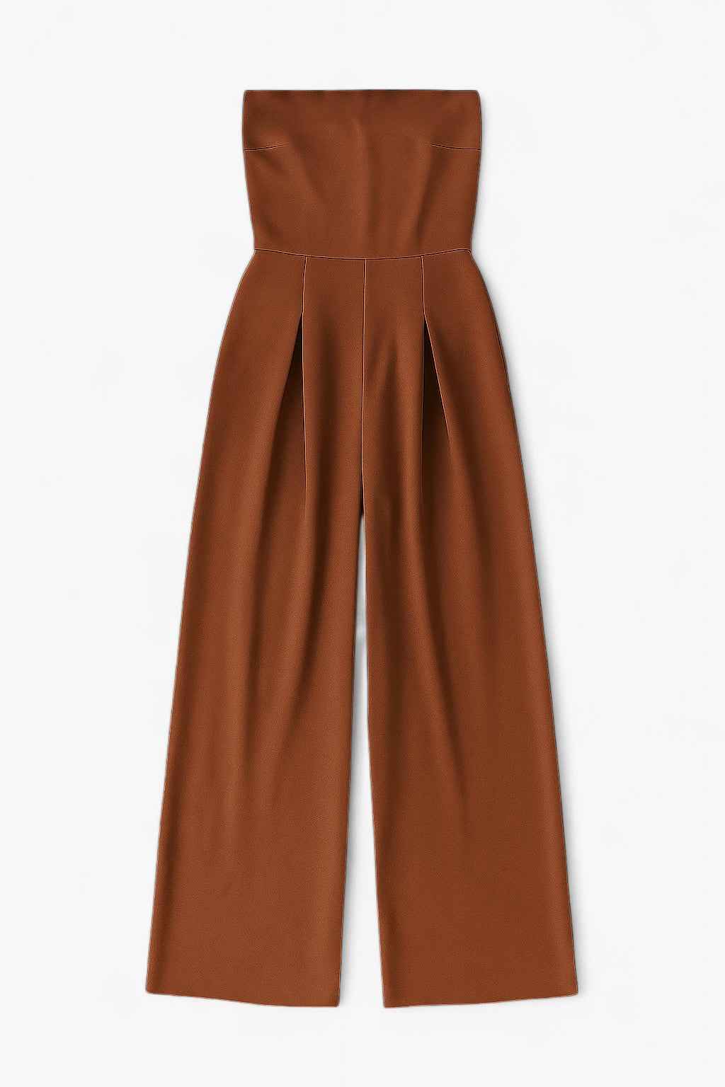 Strapless Jumpsuit with Wide Legs – Timeless Elegance in Rostbrown