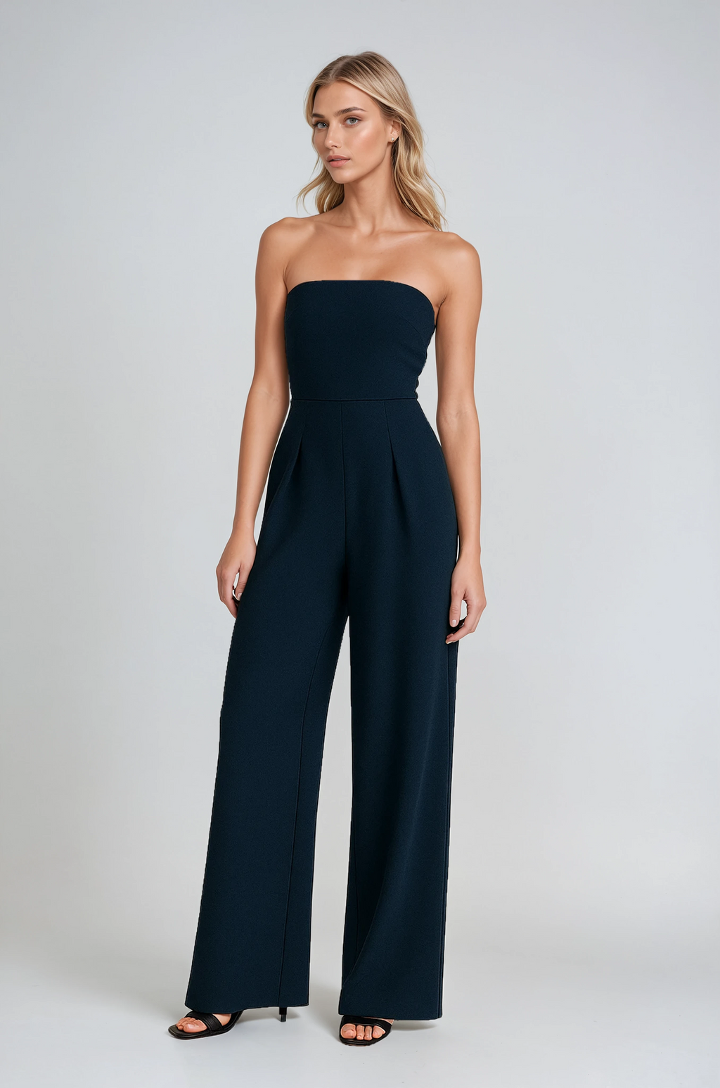 Strapless Wide Leg Jumpsuit – Modern Class in Dark Blue