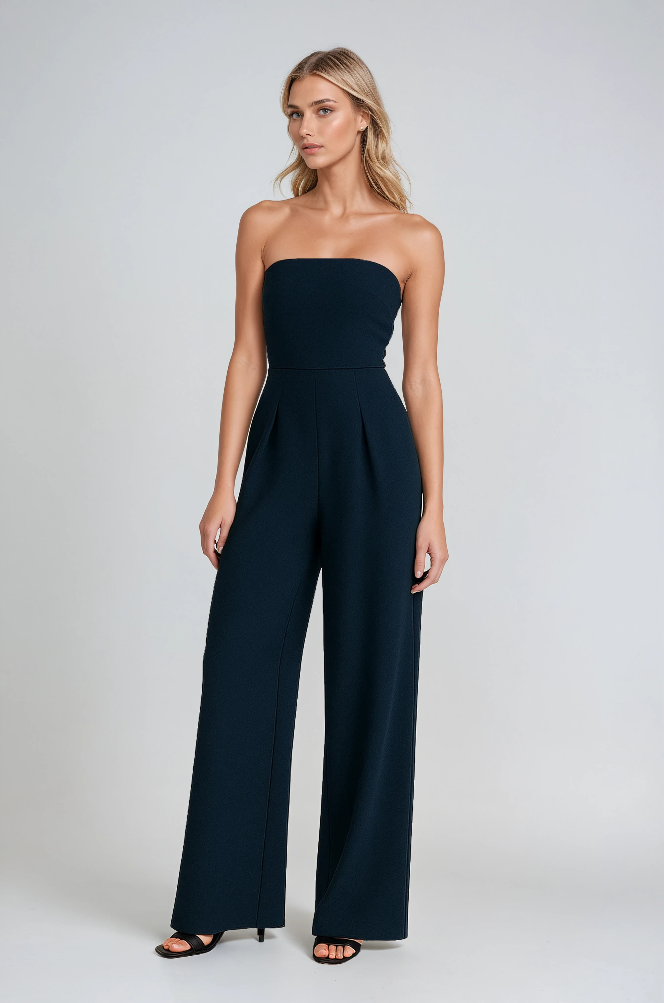 Strapless Wide Leg Jumpsuit – Modern Class in Dark Blue