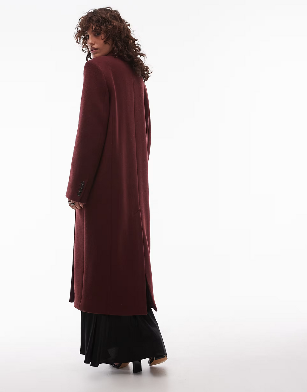 Francine | Women's Burgundy Double-Breasted Woolen Coat