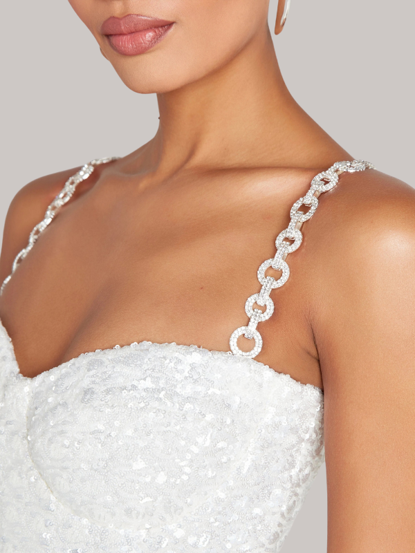 Maggie | Women’s Strapless Glitter Jumpsuit with Waist Belt