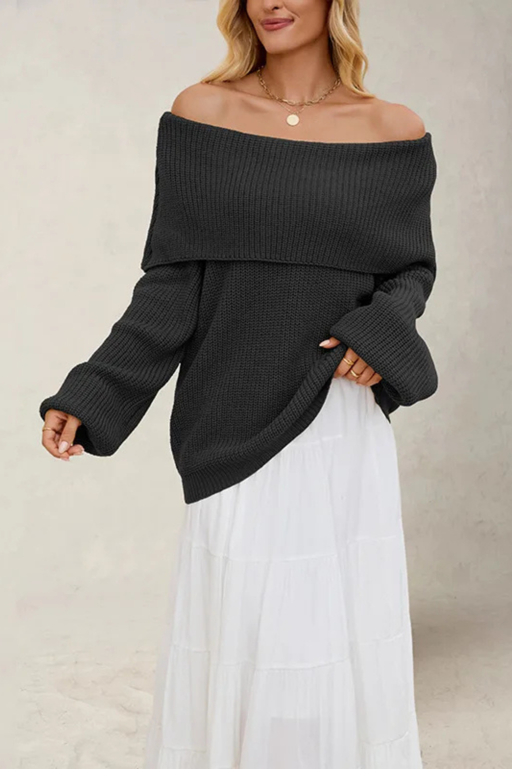 Leona Off-Shoulder Knit Pullover