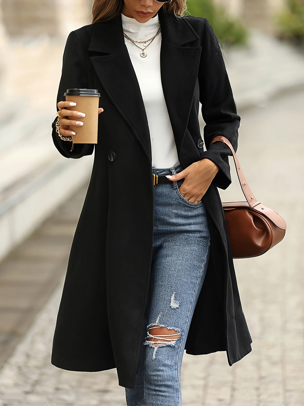 Ivy | Elegant Black Flared Coat