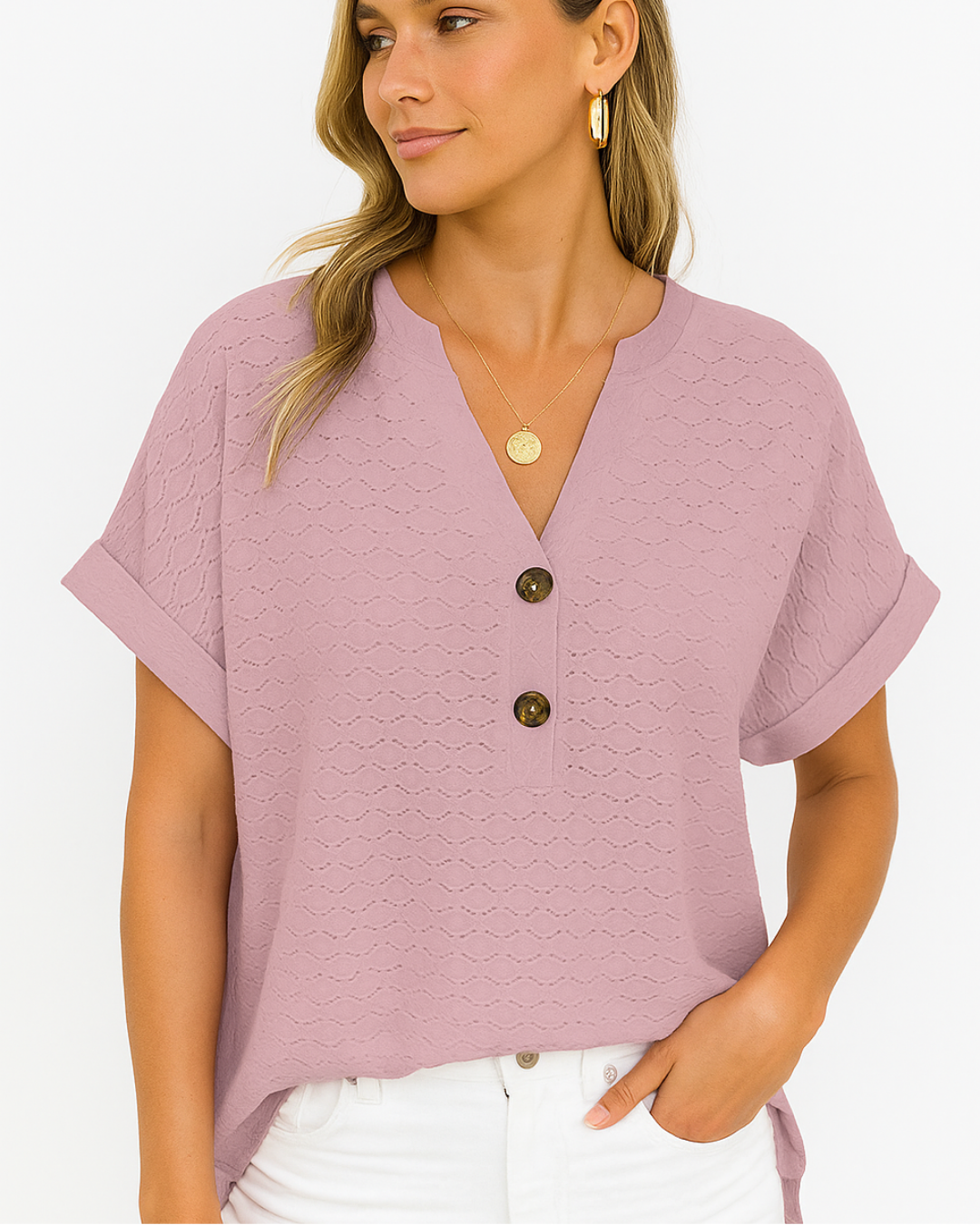 Women's V Neck Short Sleeve Top