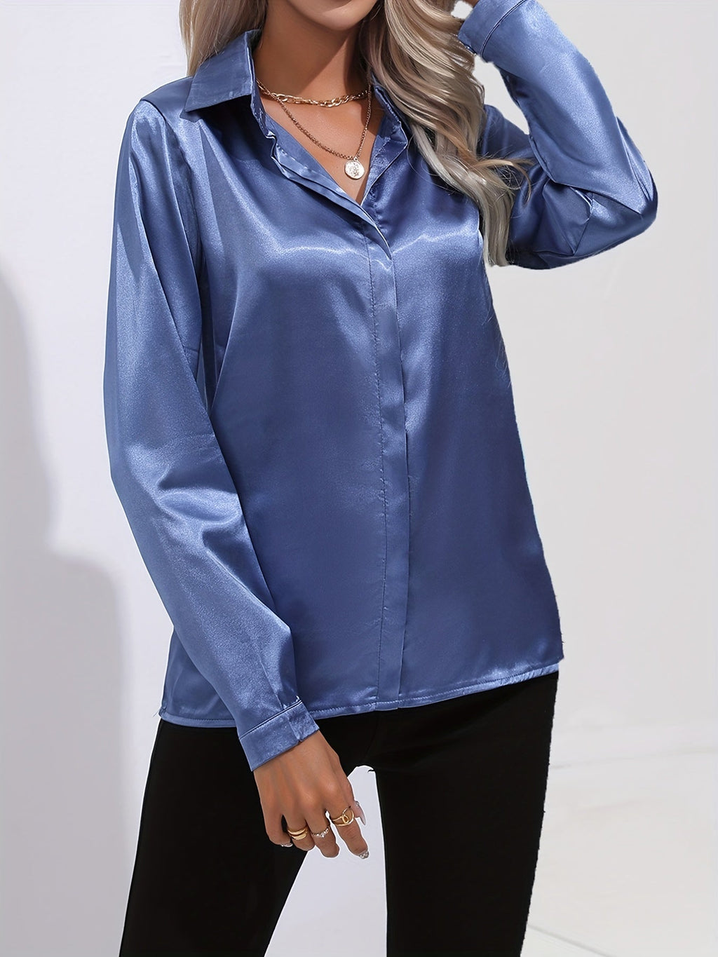 Mira | Women's Satin Long Sleeve Blouse
