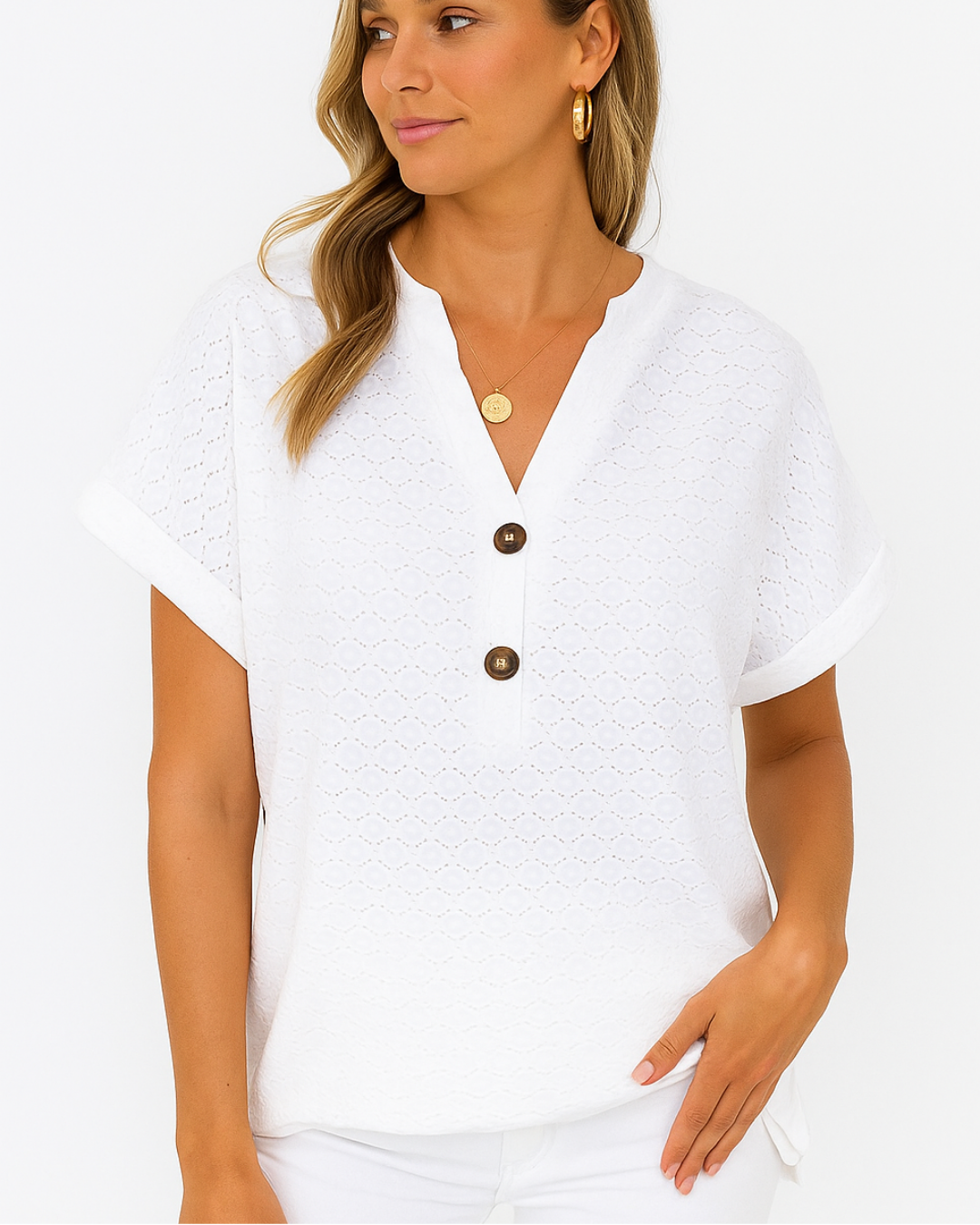 Women's V Neck Short Sleeve Top