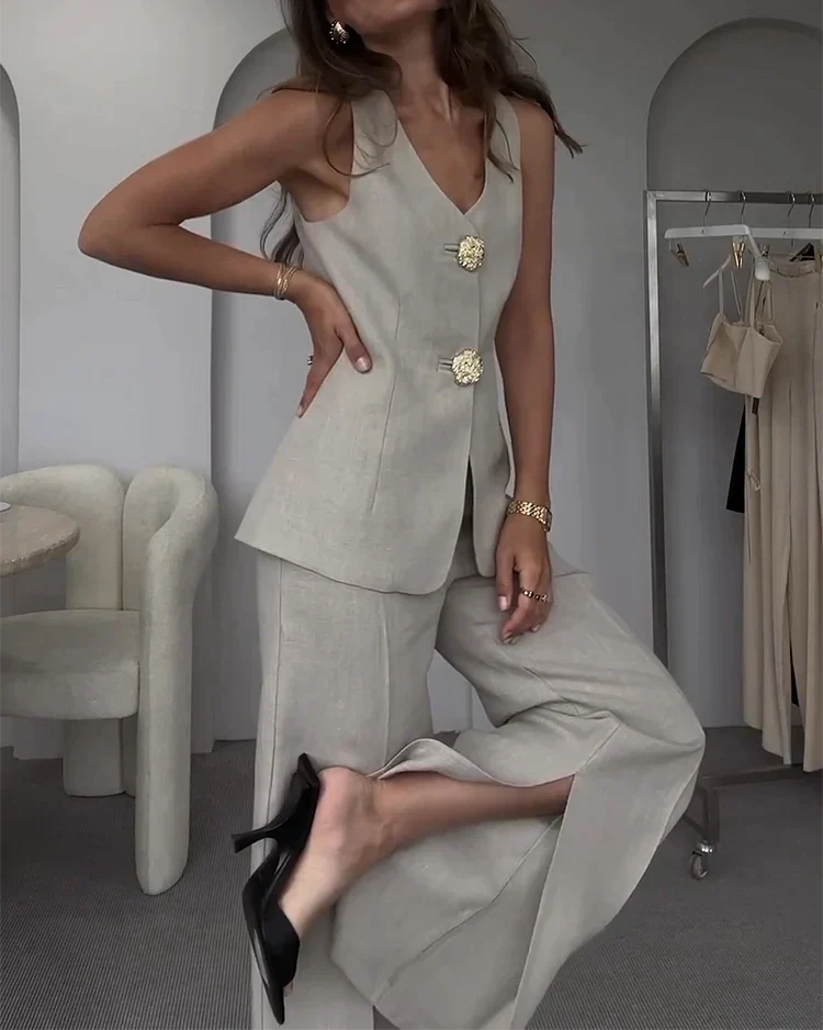 Sofia | Women's Blazer and Linen Outfit Set