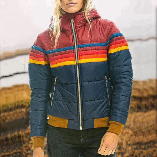 Grace - Women's Retro Stripe Puffer Jacket