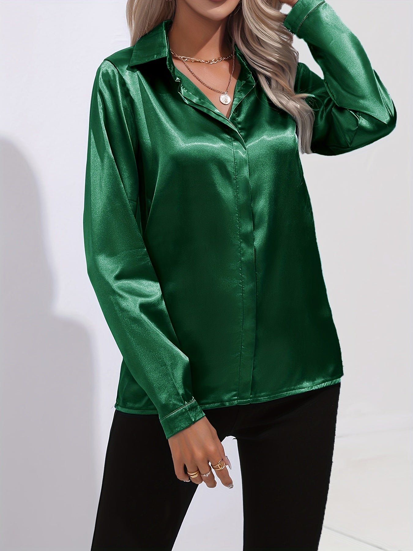 Mira | Women's Satin Long Sleeve Blouse