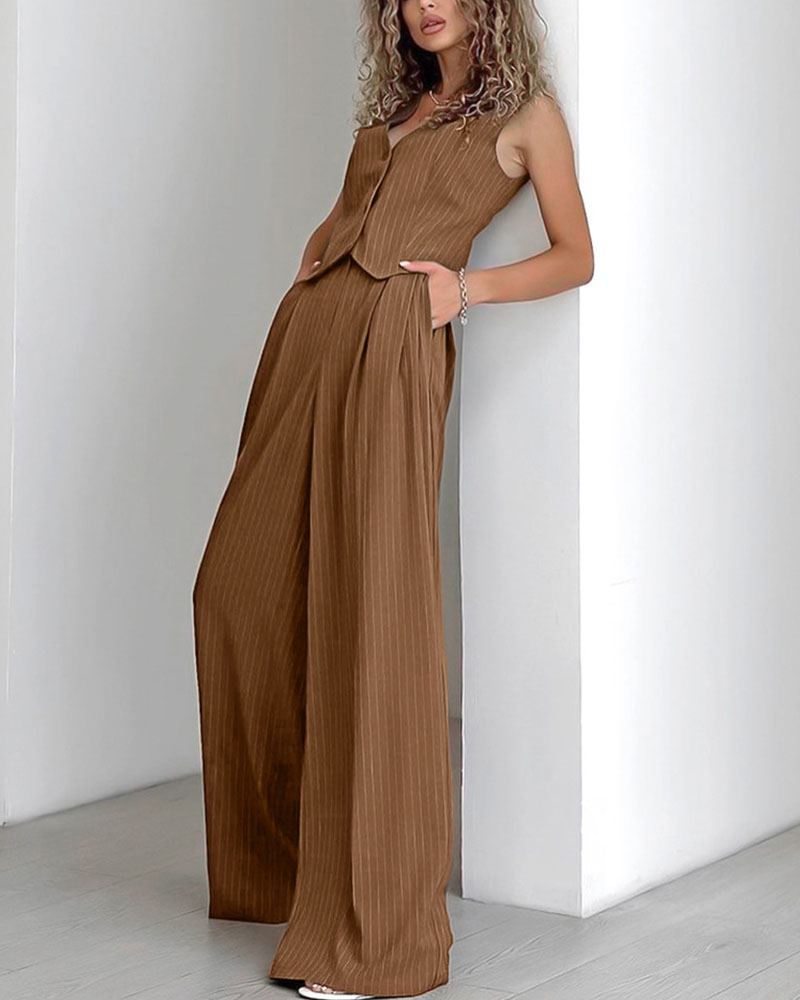 Emilia | Women's Pinstriped Vest and Trousers Set