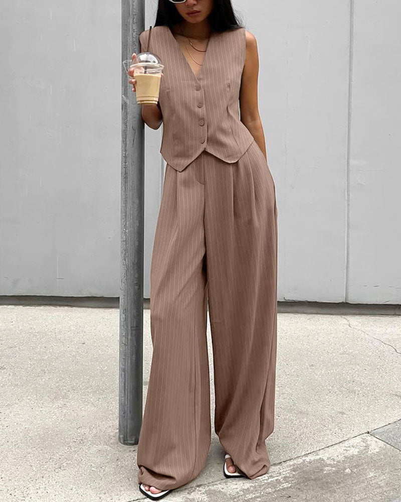 Emilia | Women's Pinstriped Vest and Trousers Set
