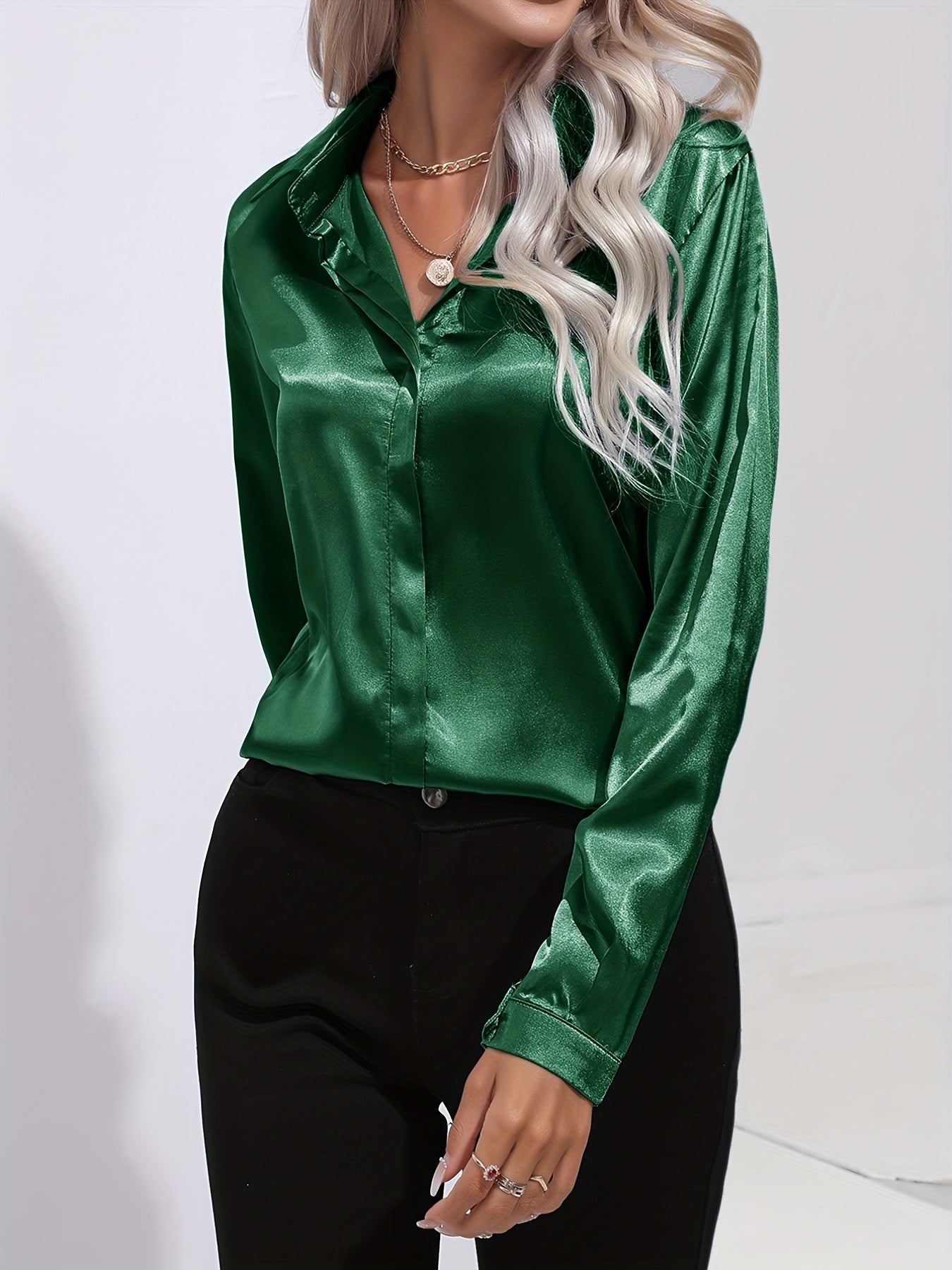 Mira | Women's Satin Long Sleeve Blouse