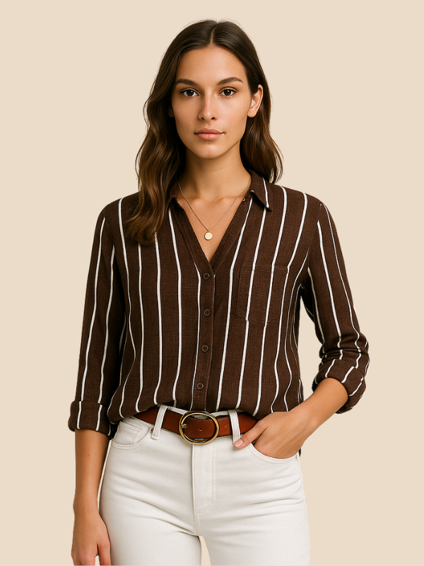 Poppy | Women's Casual Striped Button-Down Shirt