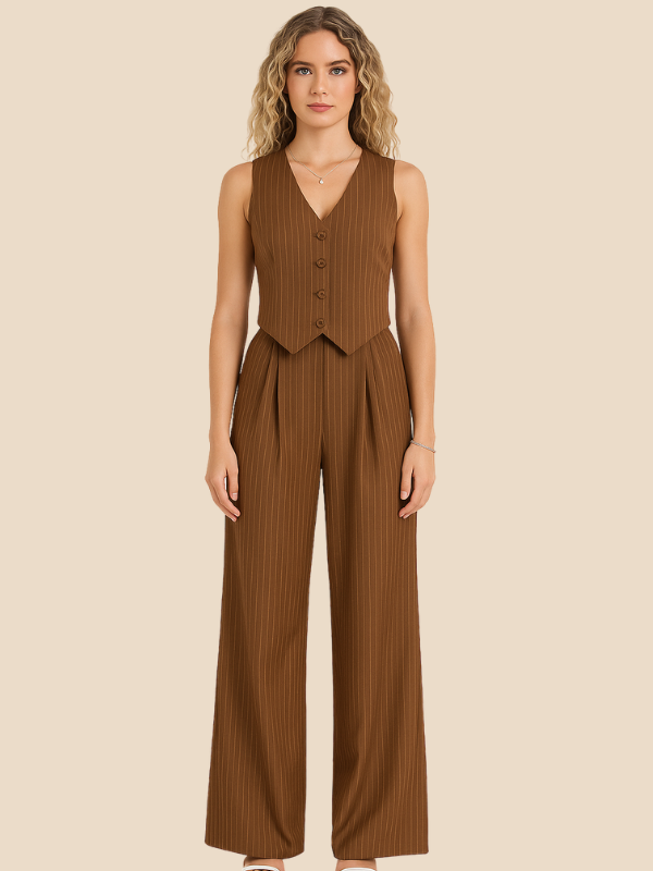 Emilia | Women's Pinstriped Vest and Trousers Set