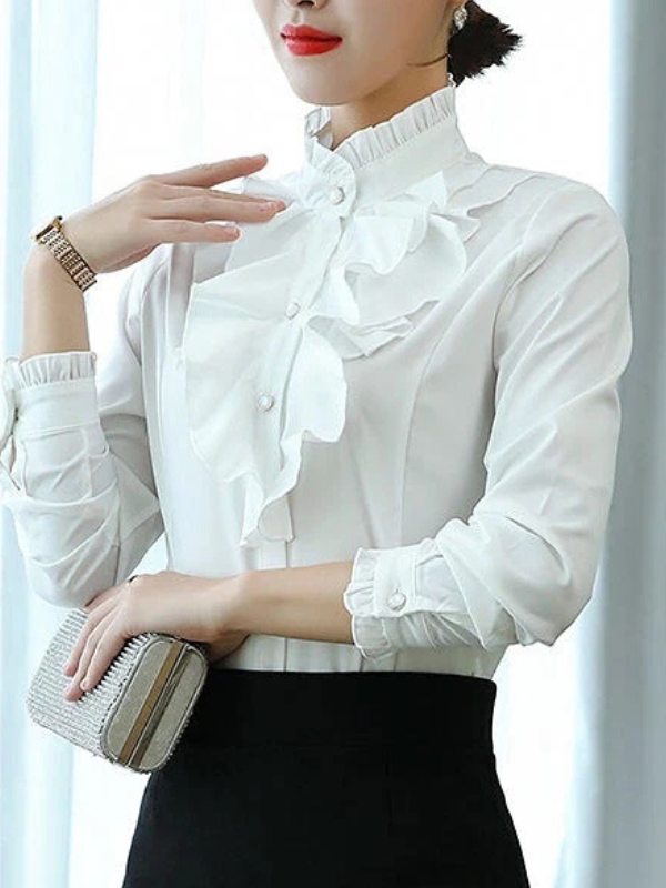 Maeve | Ruffled Jabot Long-Sleeve Blouse