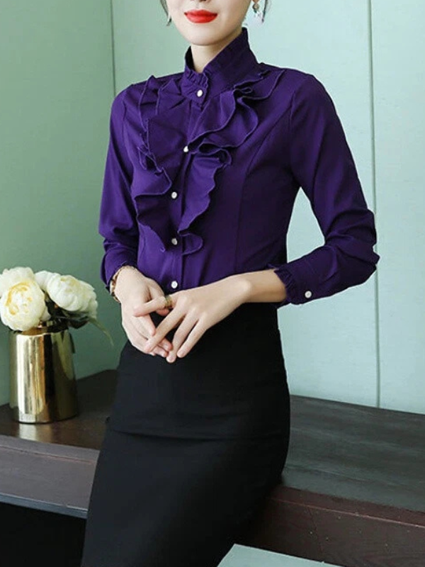 Maeve | Ruffled Jabot Long-Sleeve Blouse