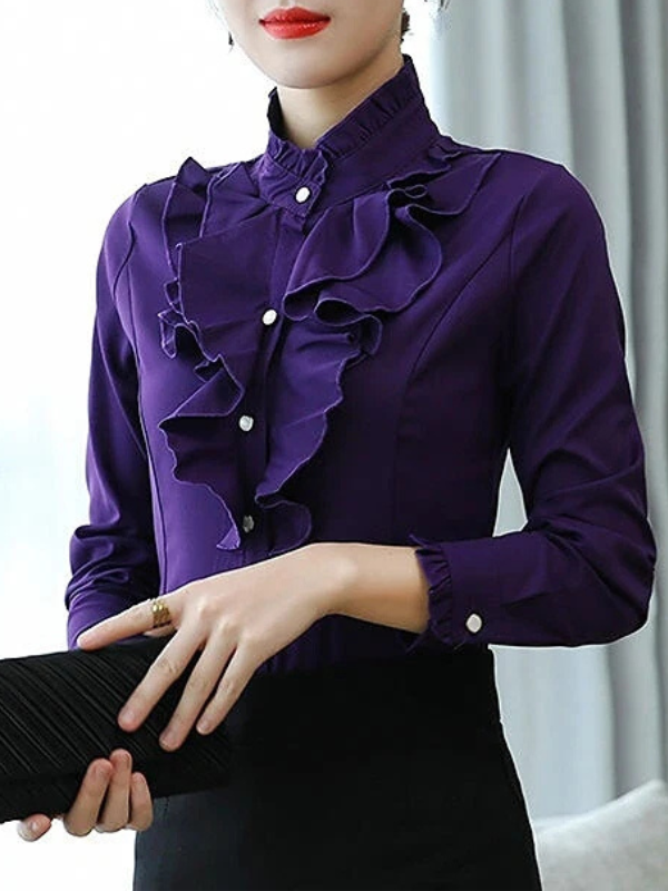 Maeve | Ruffled Jabot Long-Sleeve Blouse