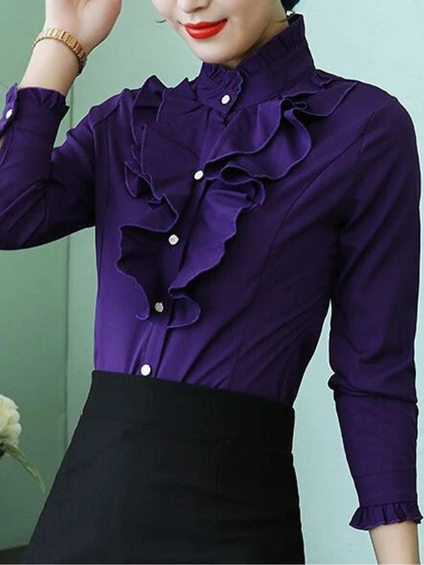 Maeve | Ruffled Jabot Long-Sleeve Blouse