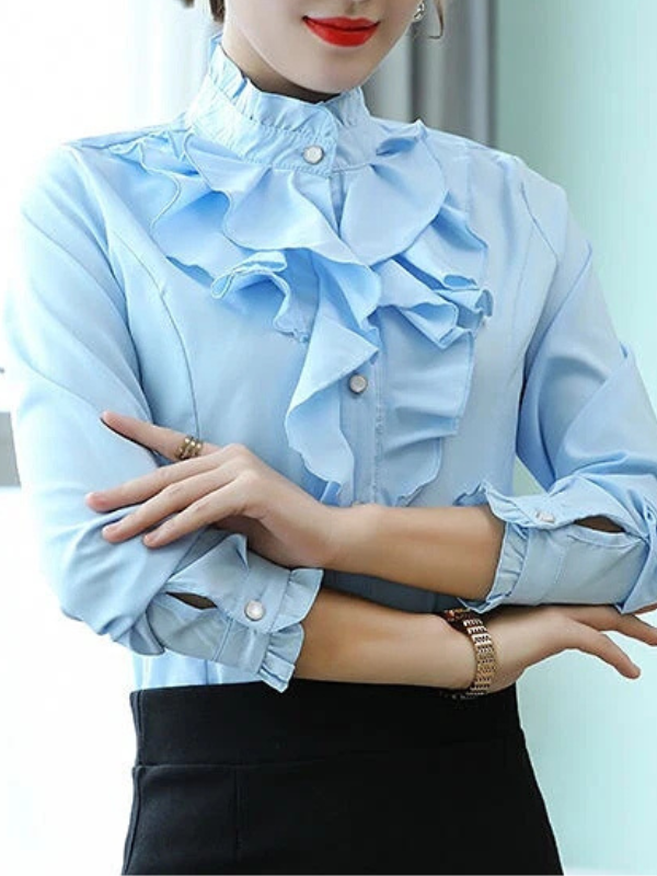 Maeve | Ruffled Jabot Long-Sleeve Blouse
