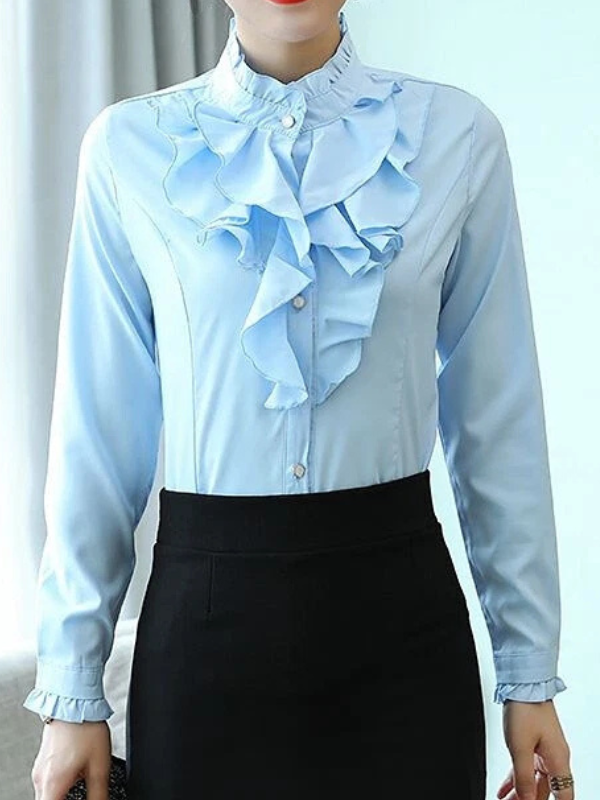 Maeve | Ruffled Jabot Long-Sleeve Blouse
