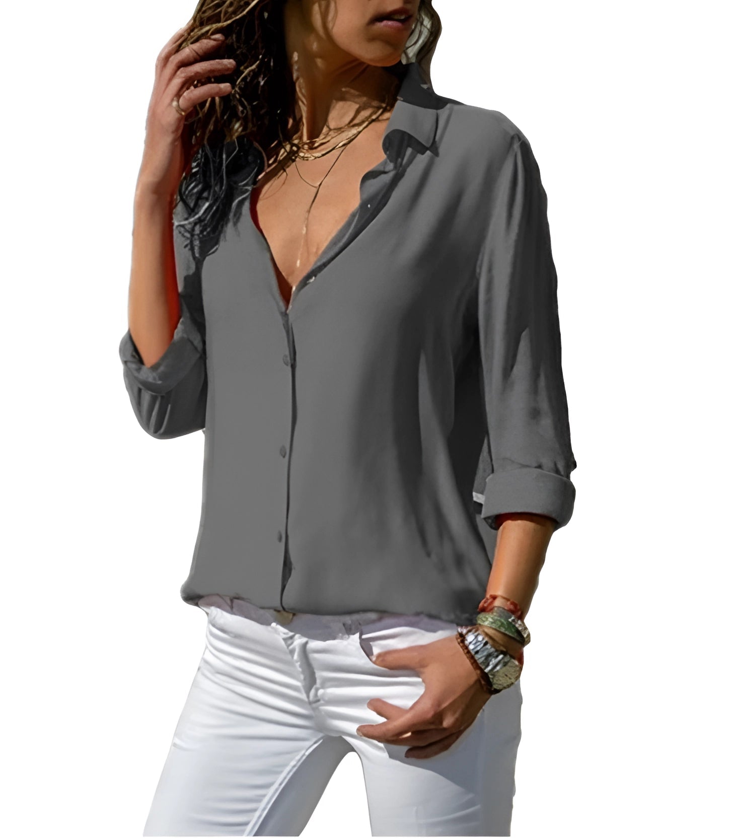 Stephanie | Women's Casual Top V Neck Blouse