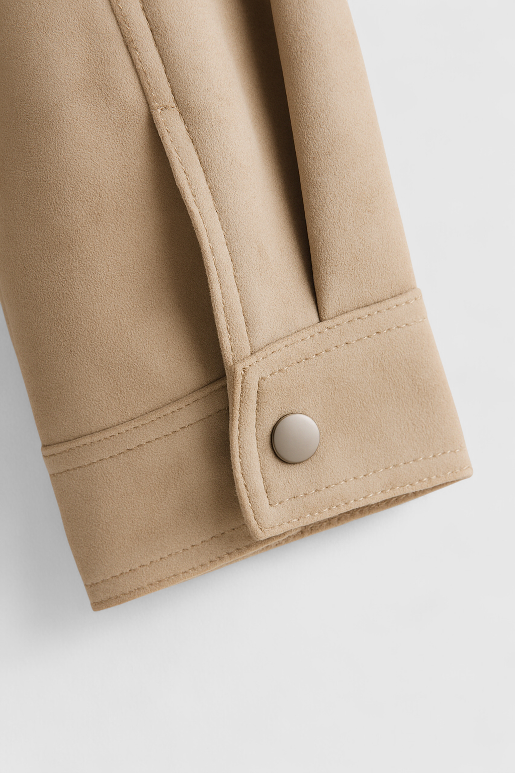 Beige Bomber Jacket with Stand-Up Collar