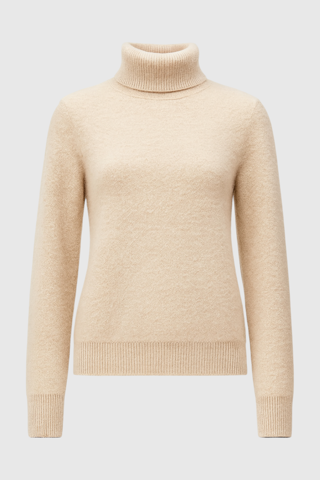 Beige Fleece Lined Thermal Turtleneck