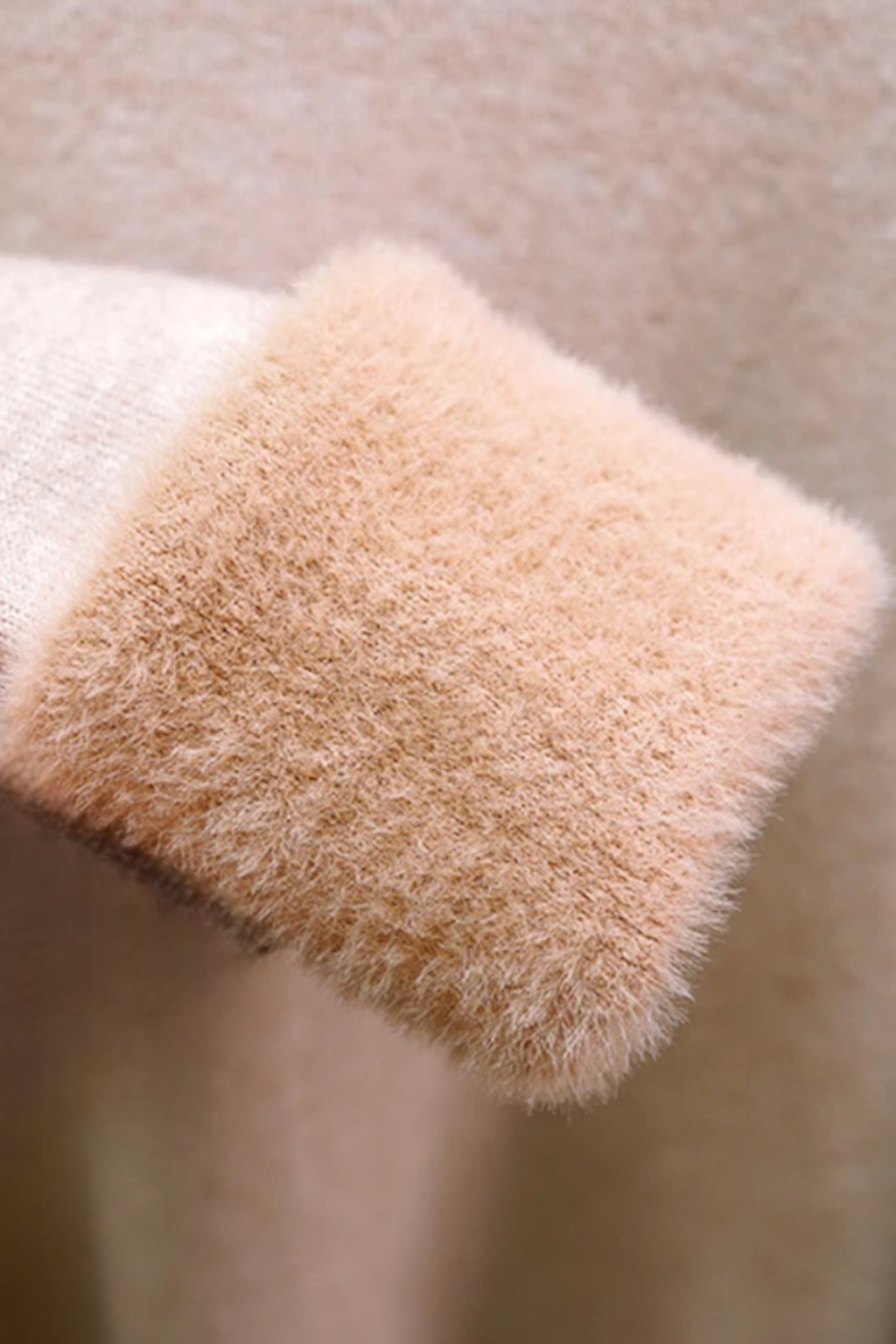 Beige Fleece Lined Thermal Turtleneck