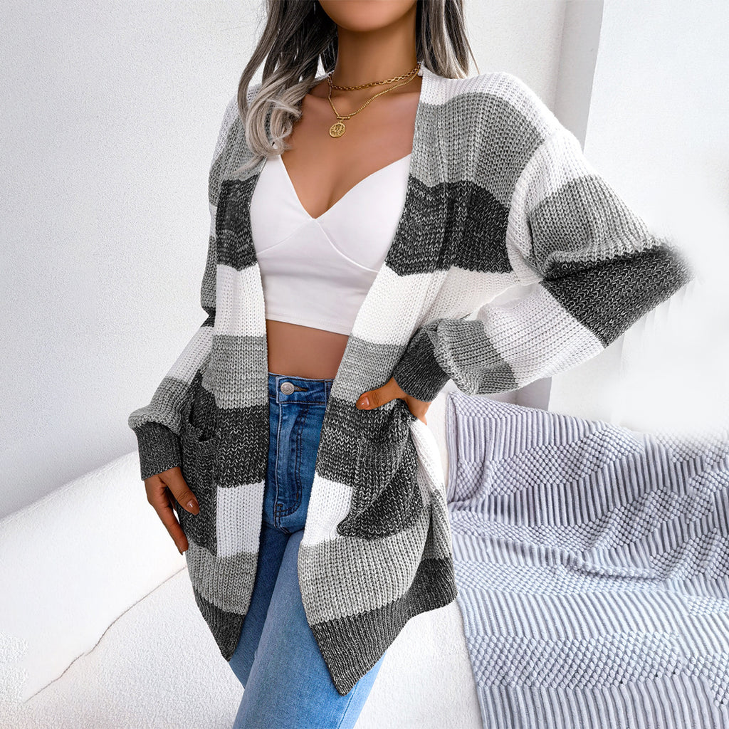 Isla | Oversized Striped Knit Cardigan for Women