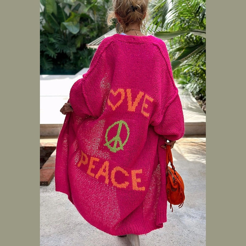 Myla | Women's Love & Peace Casual Maxi Cardigan