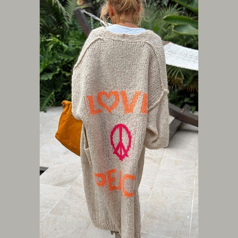 Myla | Women's Love & Peace Casual Maxi Cardigan