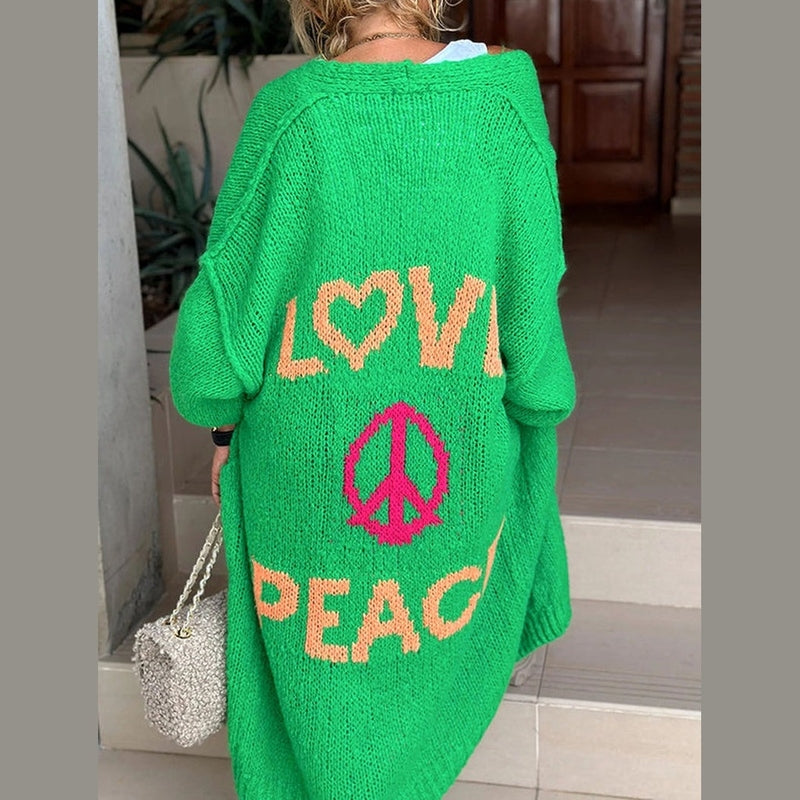 Myla | Women's Love & Peace Casual Maxi Cardigan