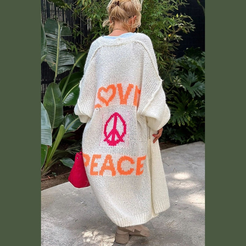 Myla | Women's Love & Peace Casual Maxi Cardigan