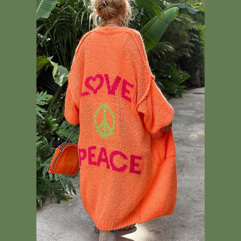 Myla | Women's Love & Peace Casual Maxi Cardigan