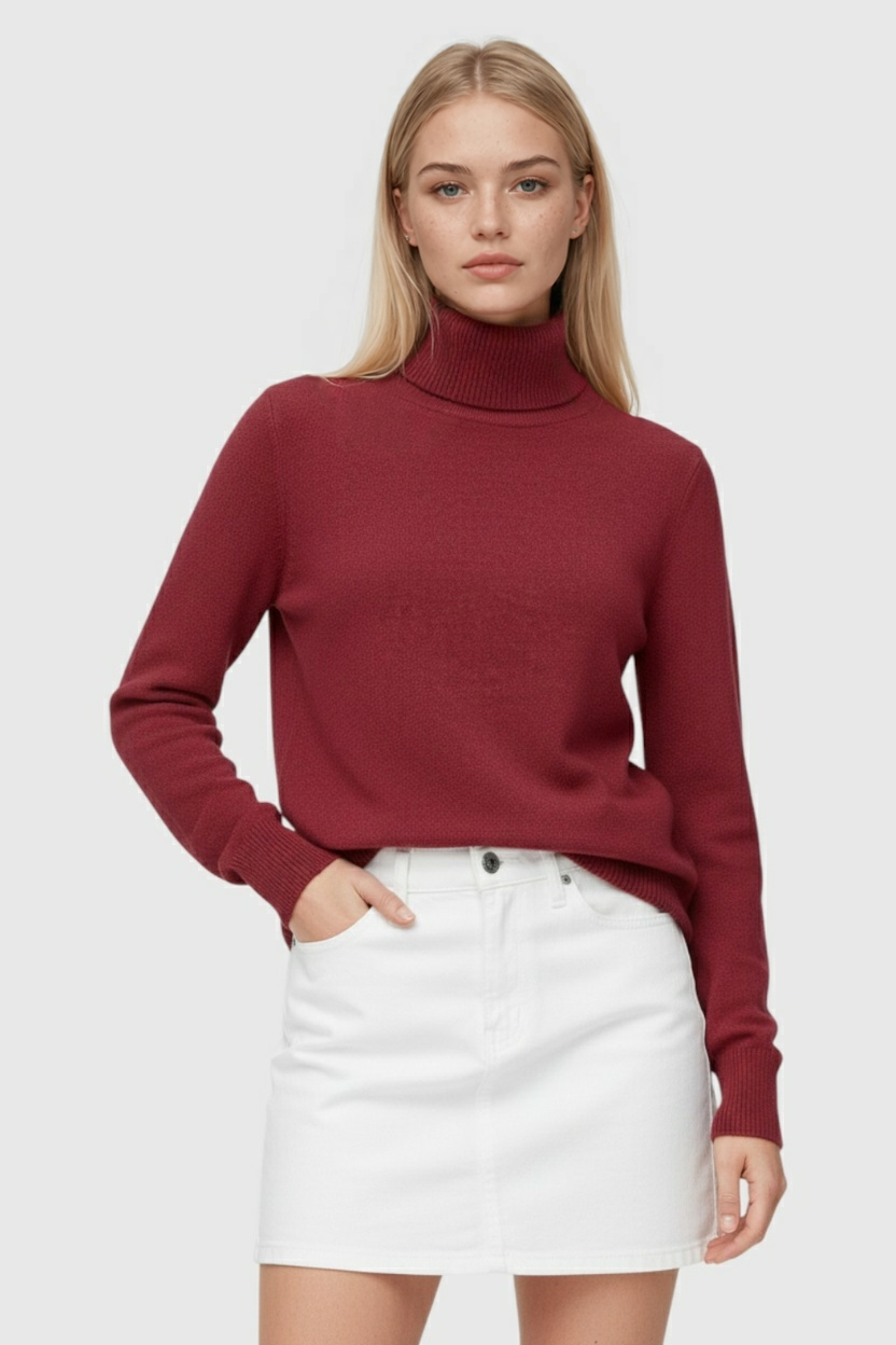 Burgundy Fleece Lined Thermal Turtleneck
