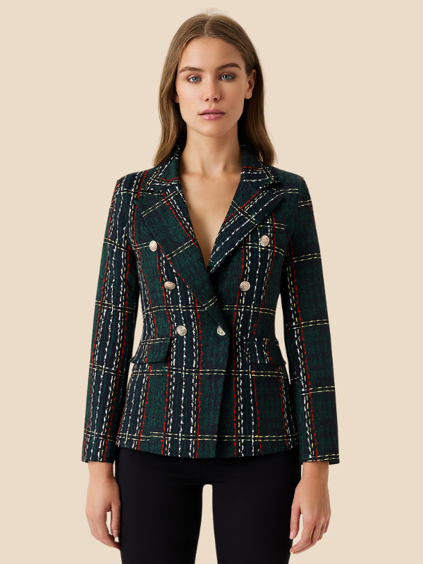 Britney | Checkered Long-Sleeve Blazer for Women