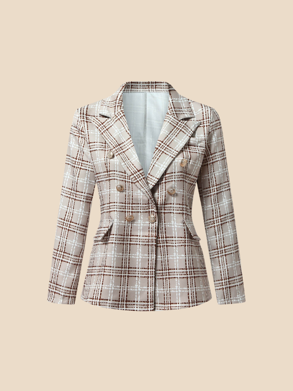 Britney | Checkered Long-Sleeve Blazer for Women