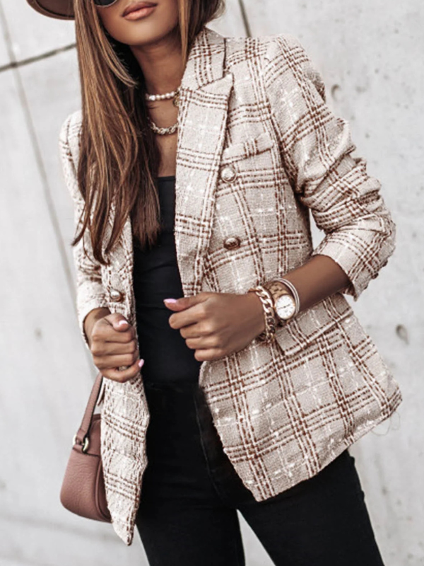 Britney | Checkered Long-Sleeve Blazer for Women