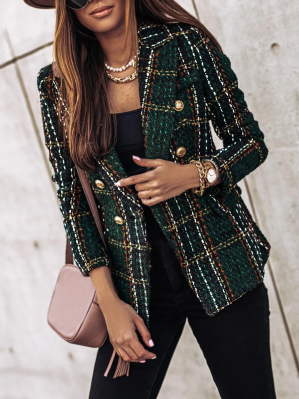 Britney | Checkered Long-Sleeve Blazer for Women