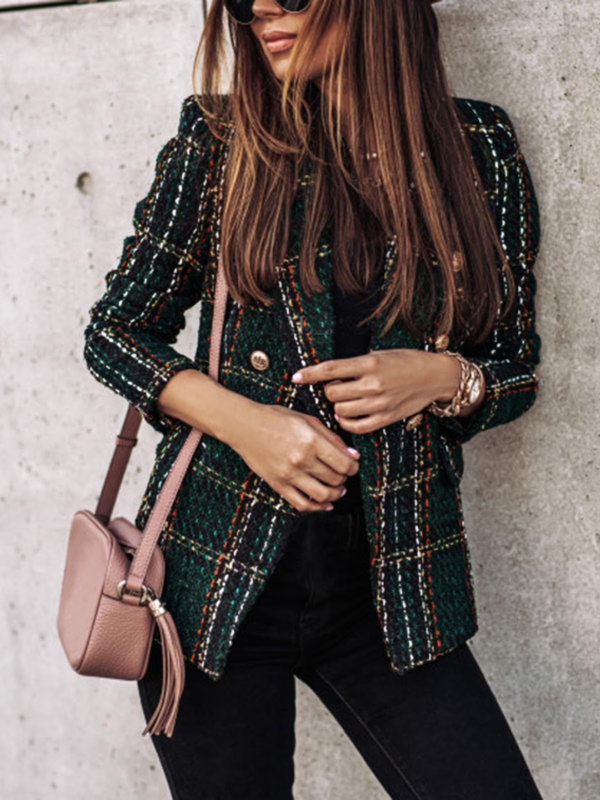 Britney | Checkered Long-Sleeve Blazer for Women