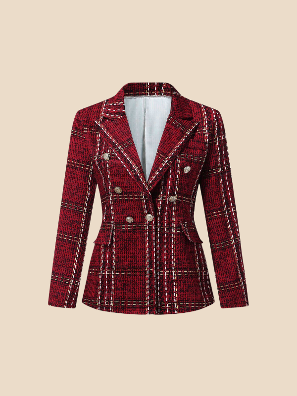 Britney | Checkered Long-Sleeve Blazer for Women